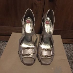 Heels, metallic, designer, bamboo